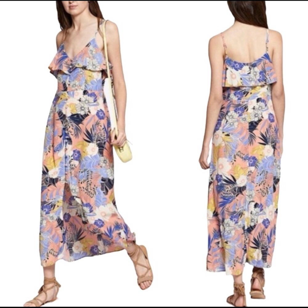 Anthropologie Sanctuary Button Front Ruffle Maxi Dress
